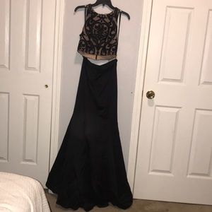 Two Piece Black Prom Dress
